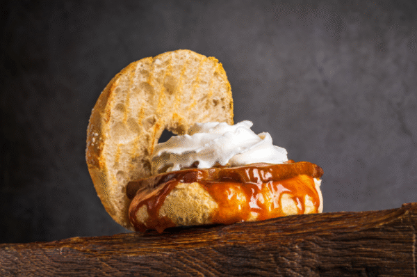 Salted caramel And Pear Bagel