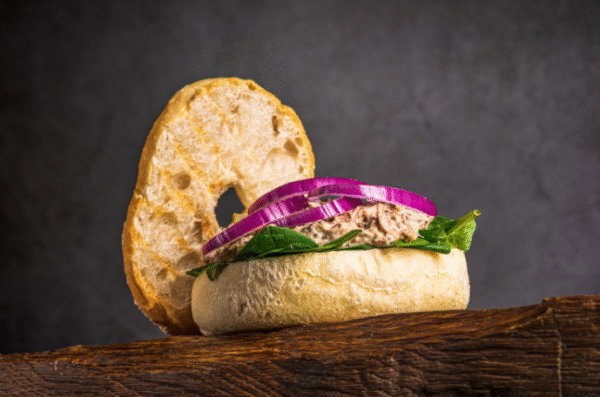 Tuna Bagel With TrullleSalad